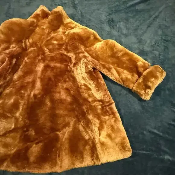 Vintage Hopper Furs St. Louis Brown Mouton Sheepskin Teddy Bear Swing Coat - Picture 8 of 9